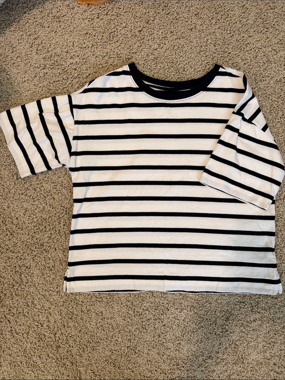 LOFT Women’s Black and White Striped Short Sleeve Tee